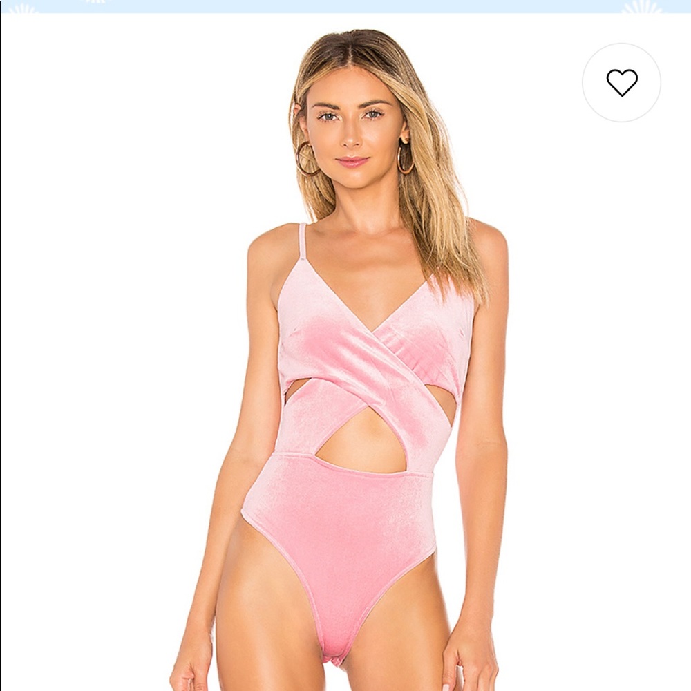 Pink velvet cut out bodysuit